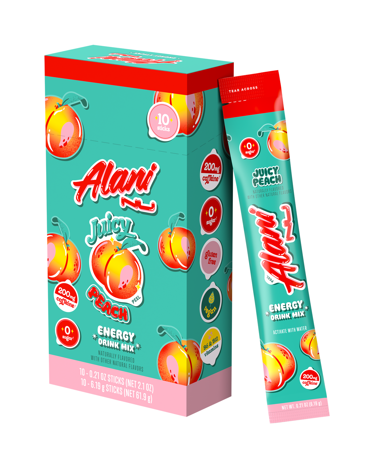 Juicy Peach Portable Energy Drink Mix, 10-Pack