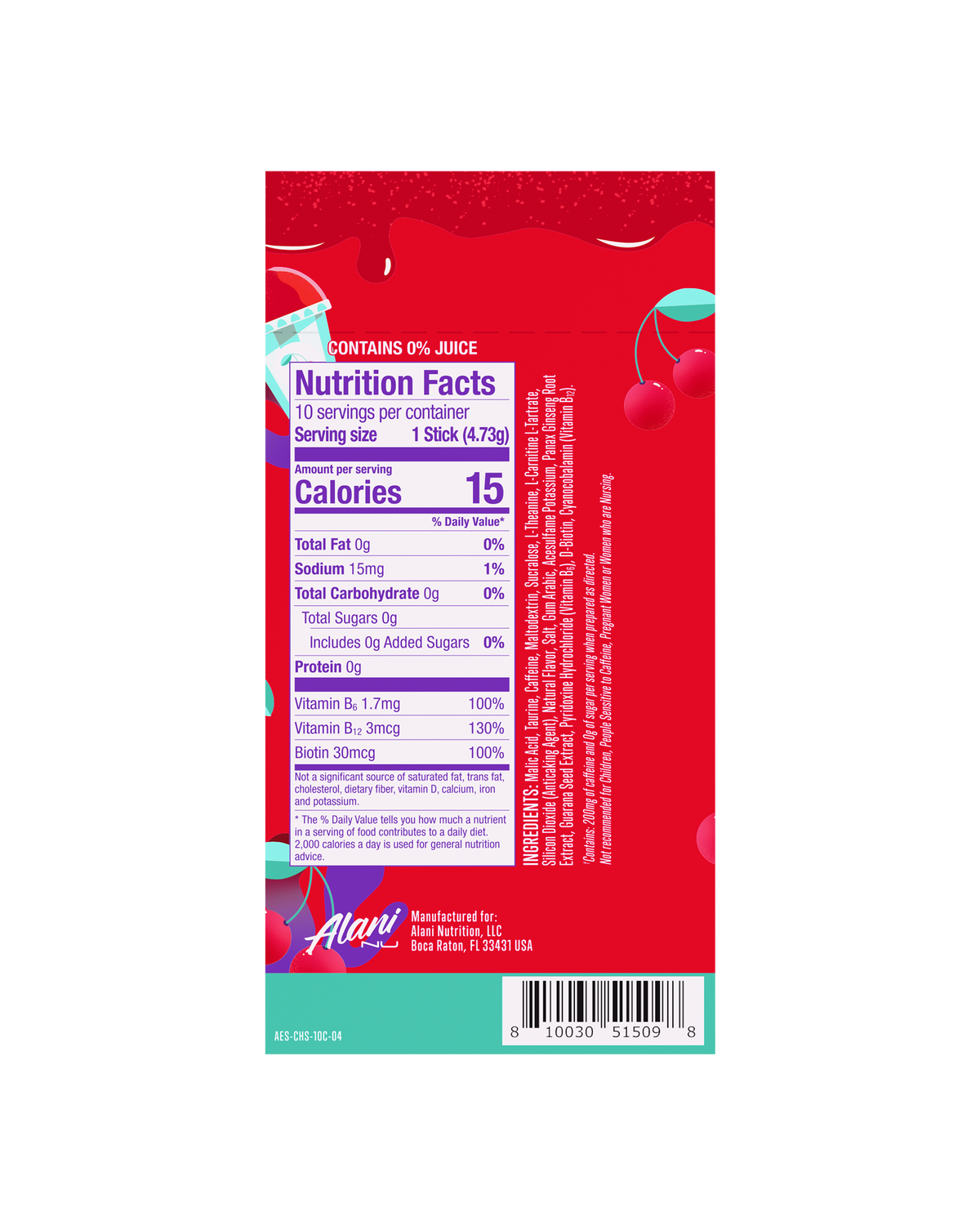 Cherry Slush Energy Drink Mix Sticks, 10-Pack