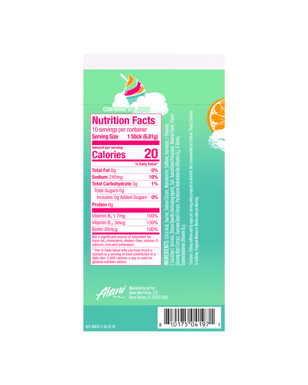 Sherbet Swirl Energy Drink Mix Sticks, 10-Pack
