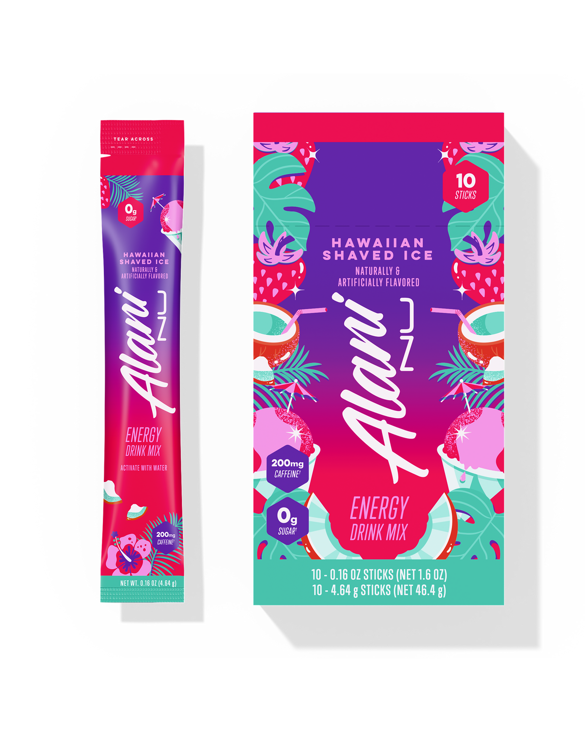 Hawaiian Shaved Ice Energy Mix Sticks, 10-Pack