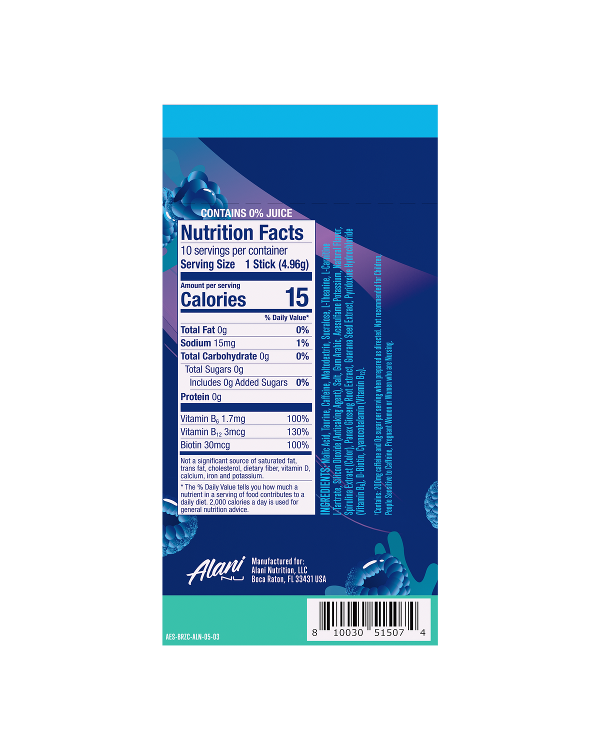 Breezeberry Energy Drink Powder Sticks, 10-Pack